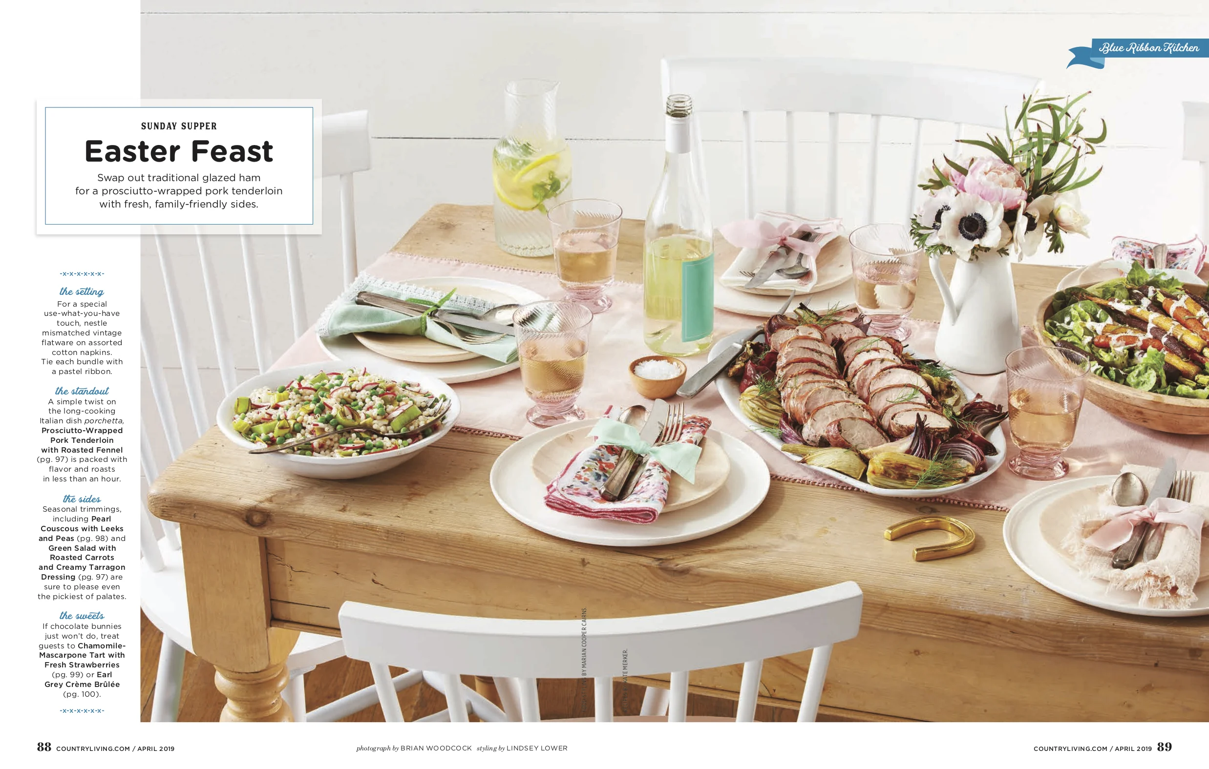 Country Living Magazine. April. Photo by Brian Woodcock. Food by Marian Cooper Cairns