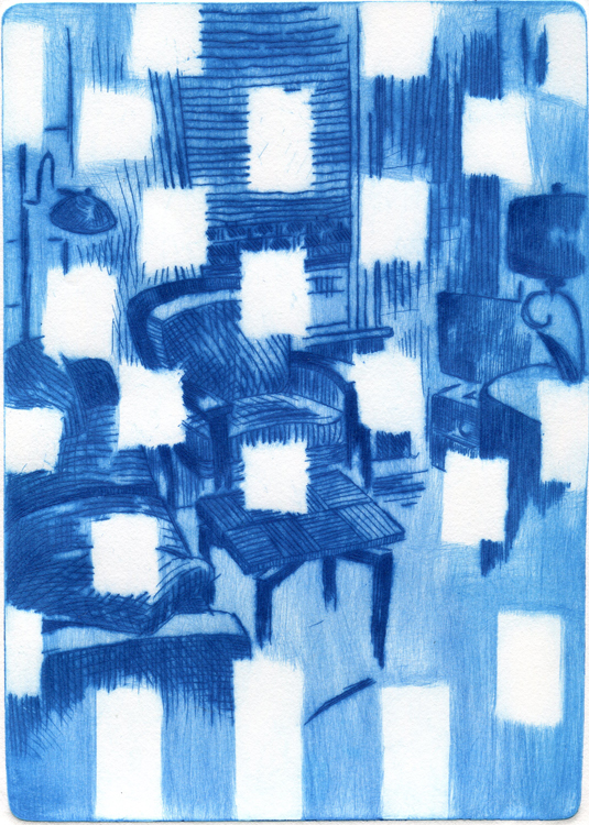 Blue Squares Living Room