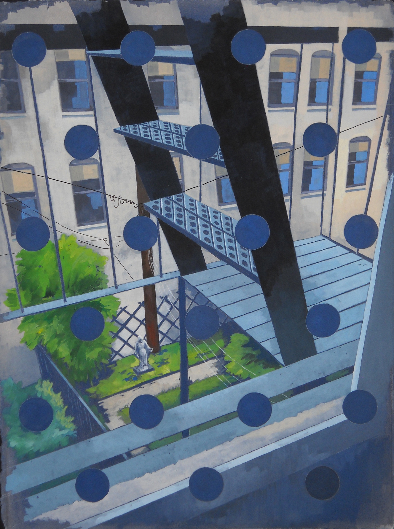 Brooklyn: Fire Escape Blue Dots