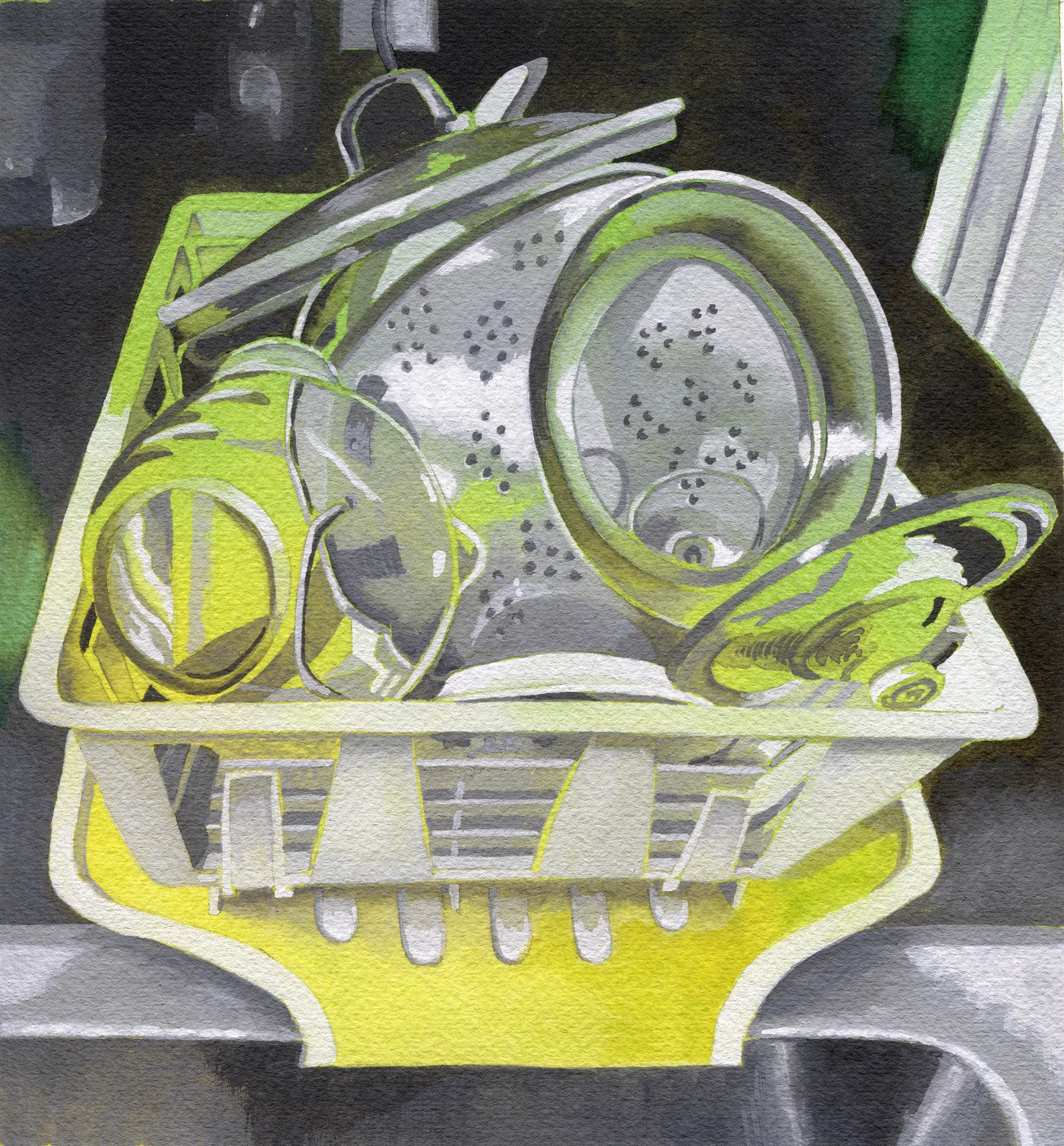 Dish Drainer: Yellow/Green