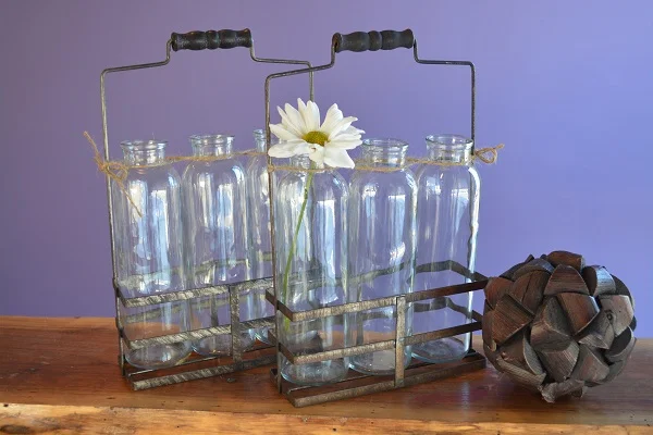 Antique Bottle Carrier Includes (3) bottles and twine $5