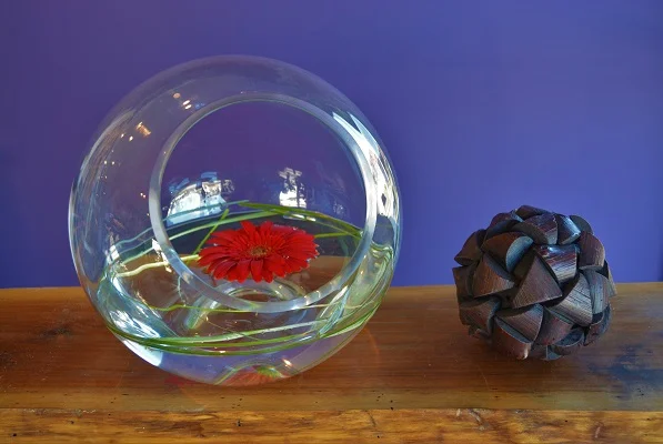 12" Glass Sphere Vase $15