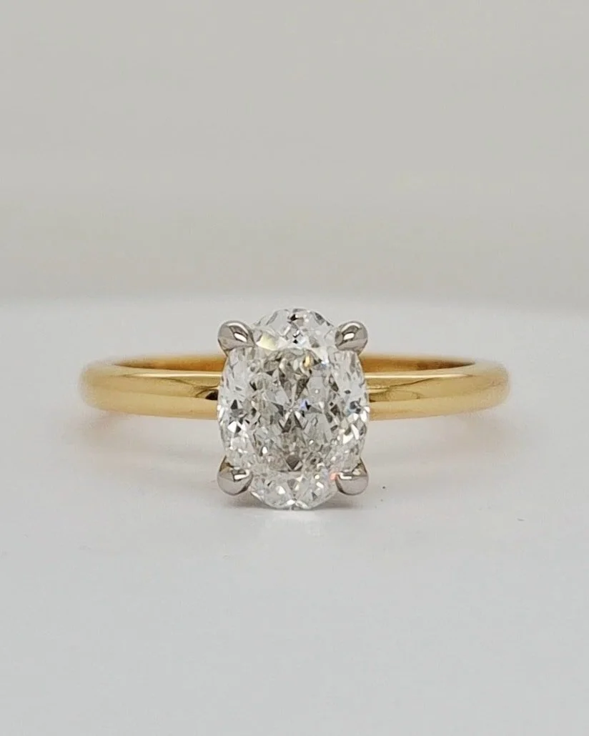 A stunning modified oval lab grown diamond engagement ring. A classic four claw solitaire.

 #engagementring #custommadeengagementring #diamonds #custommadering #canberrajewellers #jewellerydesigncanberra