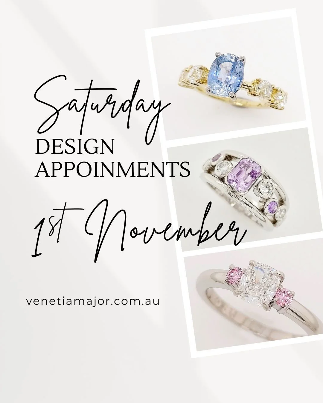 Venetia will be in store Saturday 1st November for Design Appointments. Go to the website to book your spot. venetiamajor.com.au