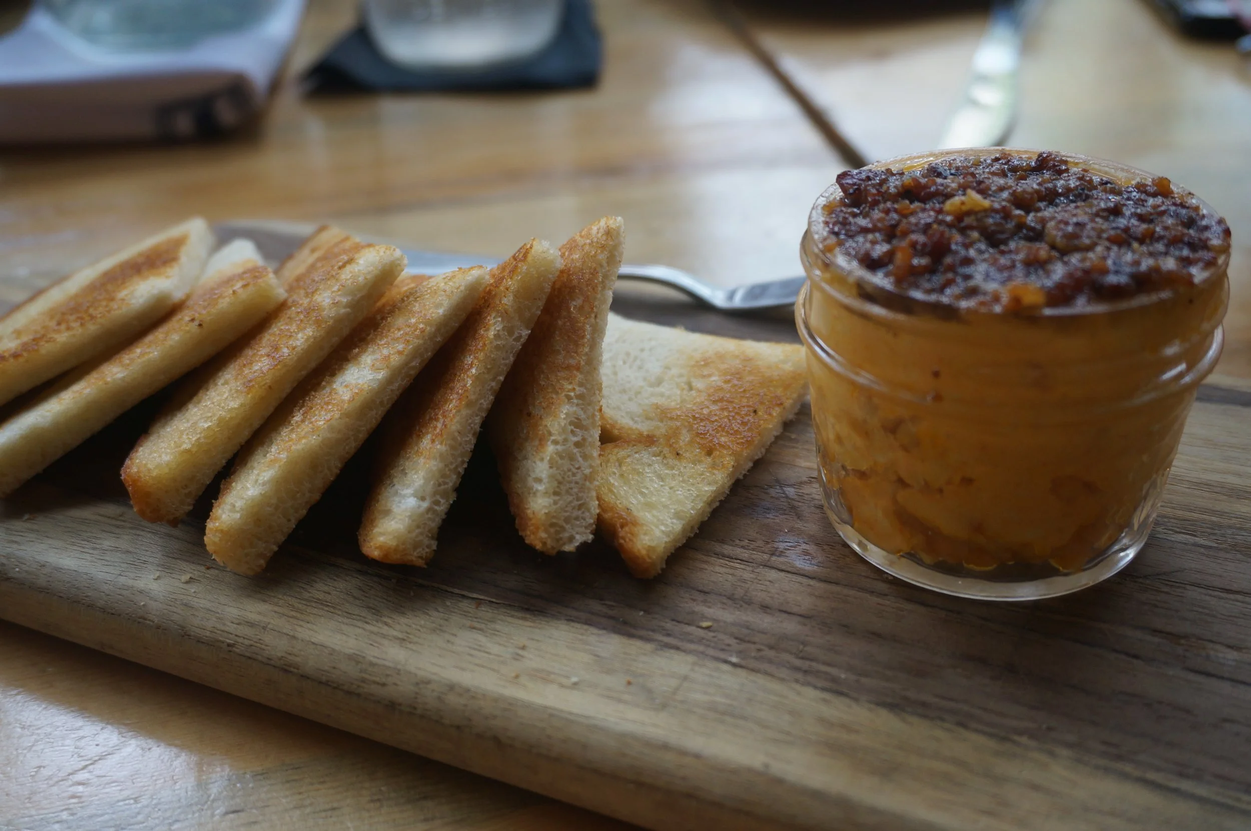 Pimento Cheese topped with bacon. Wow. 