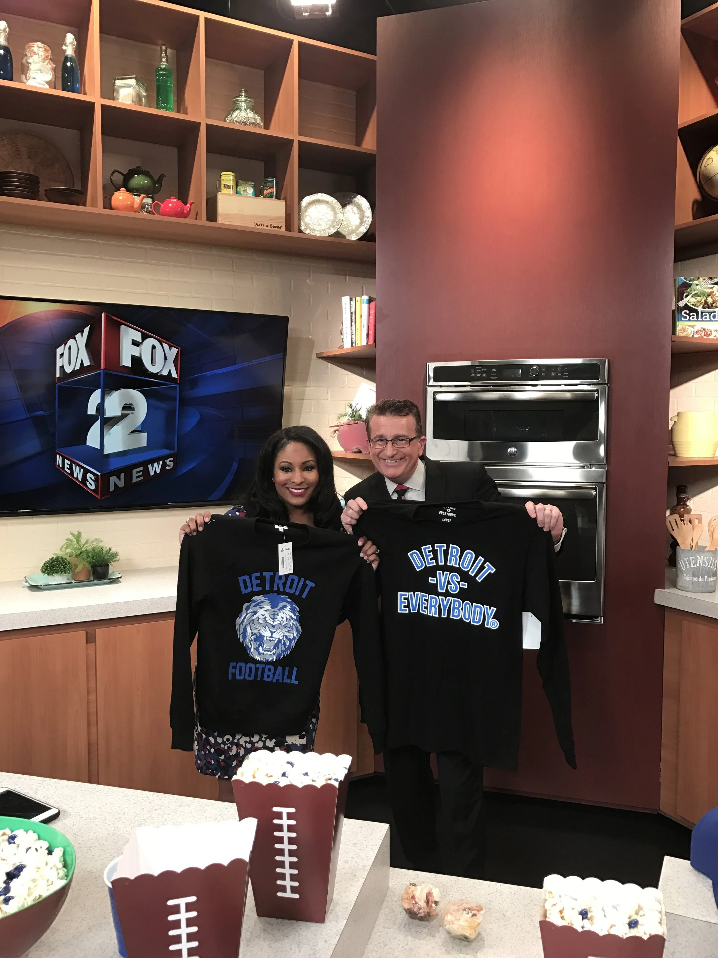 Fox 2 is certainly enjoying their gear from Detroit Vs Everybody and Simplified Clothing!! They can't wait to sport it out to the next home game.