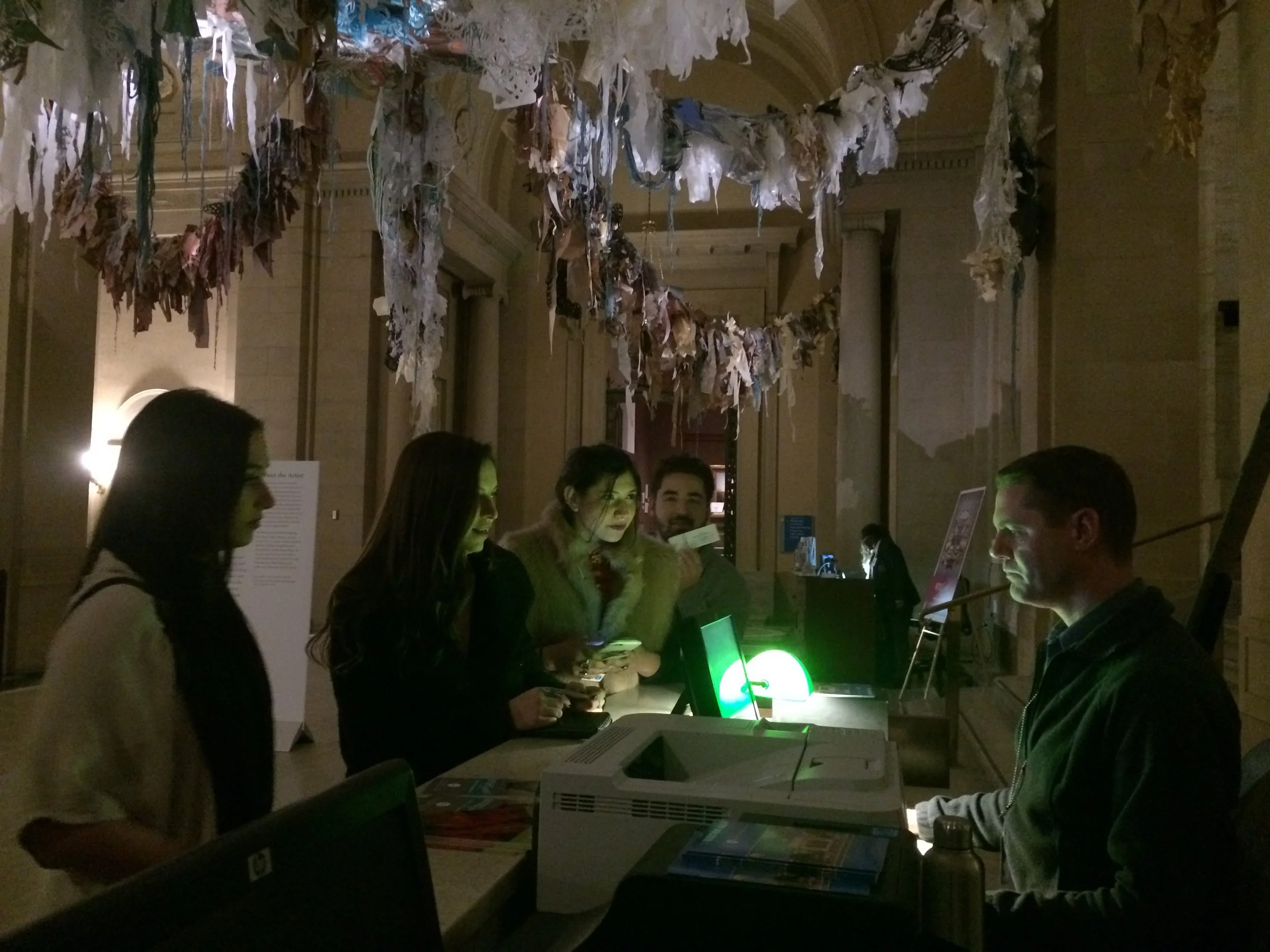 Casey Fang, Eric Silver, Olivia Hill, and Alex Bruza checking in to the DIA