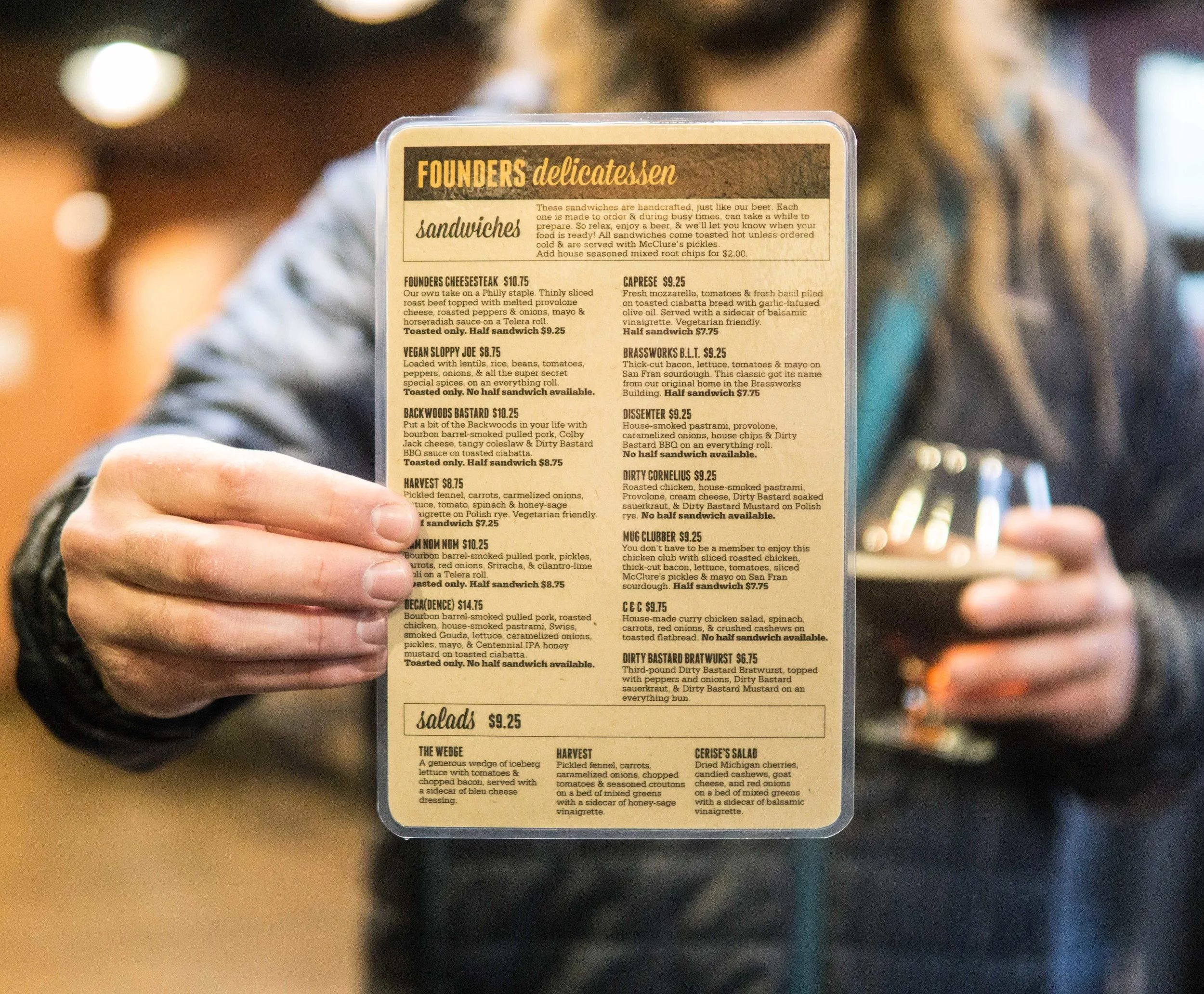 Founders food menu. 