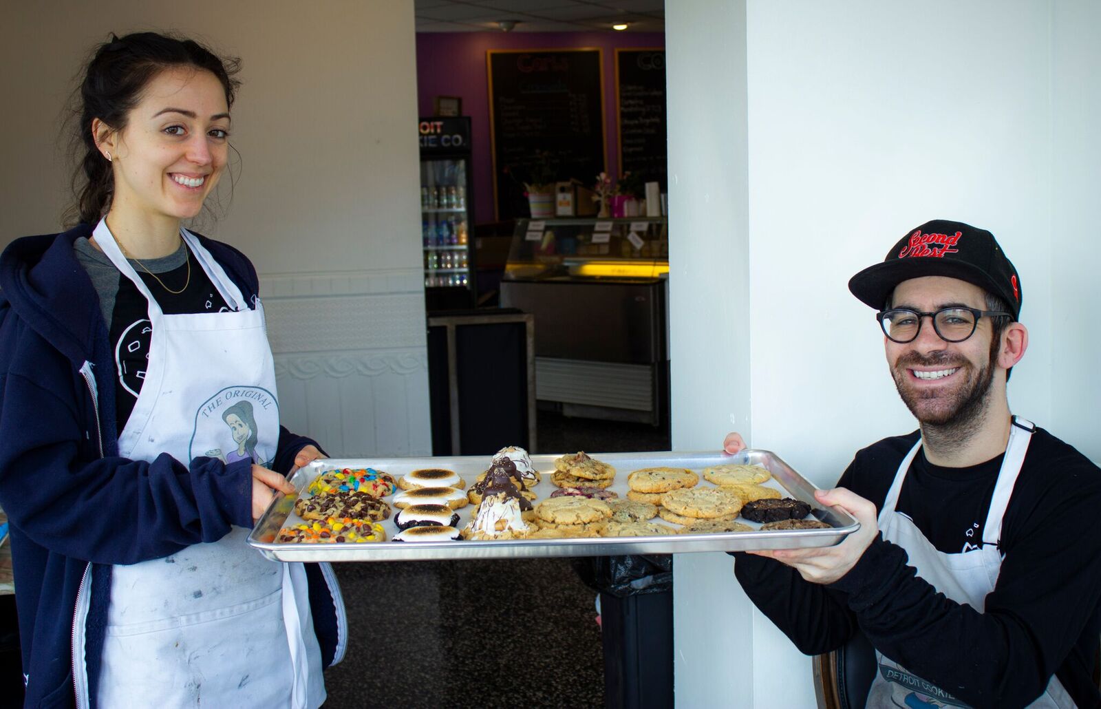 Owner Lauren Roumayah and her fiancé Tony. Photo credit to Detroit Cookie Co.