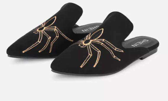 These embroidered spider mules from Shein are a statement piece and can give your look a little edge.