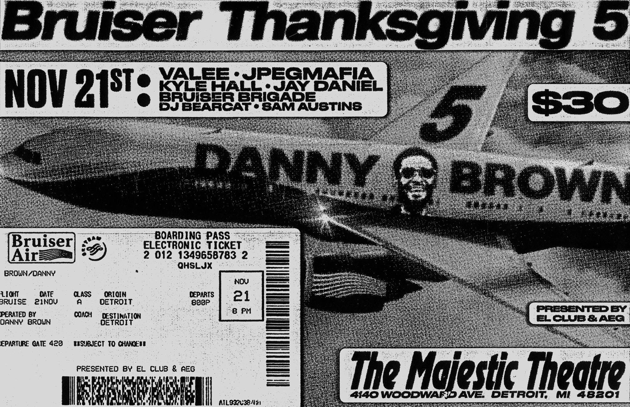 Flyer via Danny Brown's Bruiser Thanksgiving V at The Majestic 11/21 on Facebook