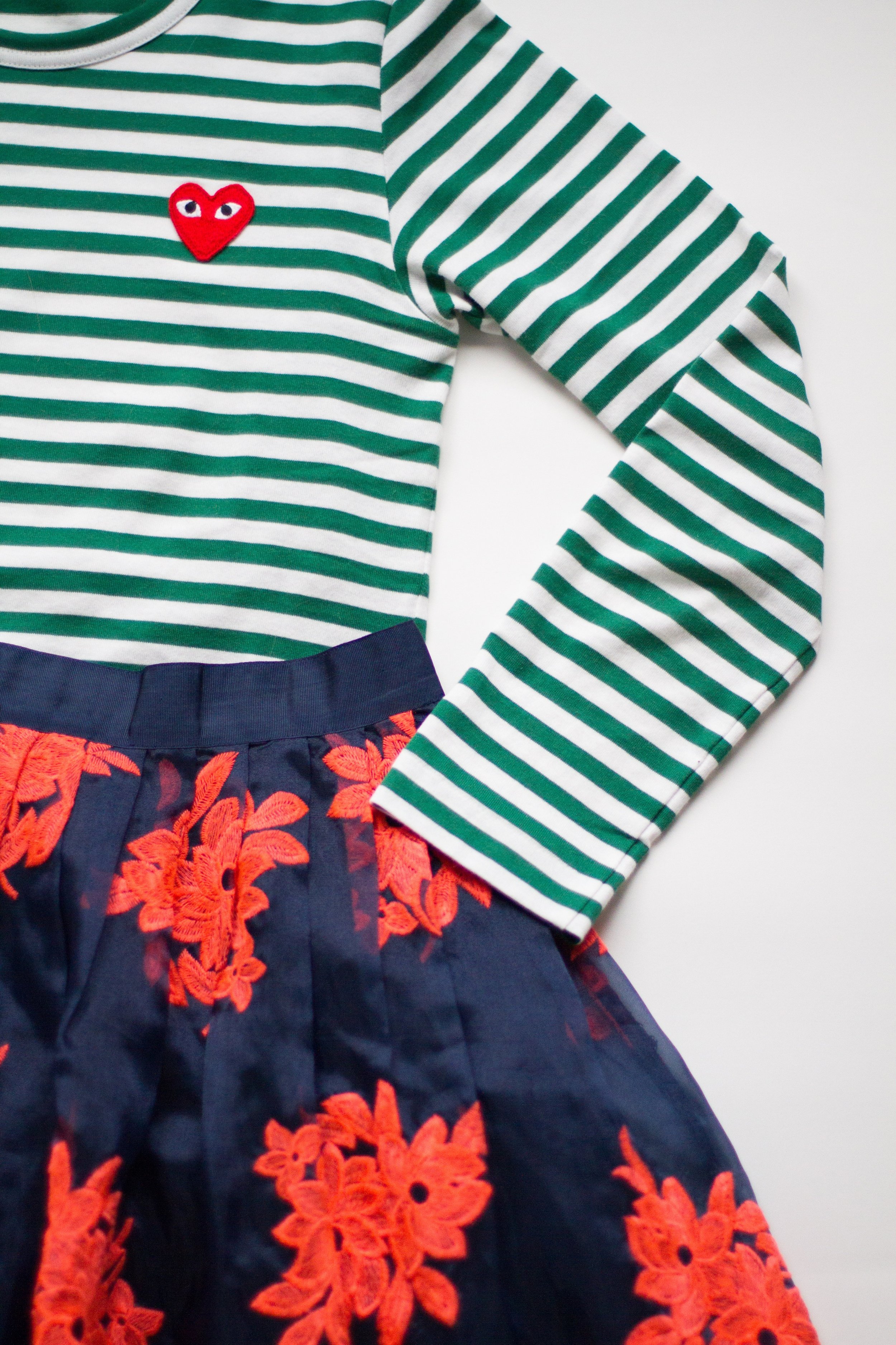 heart stripe top / similar skirt