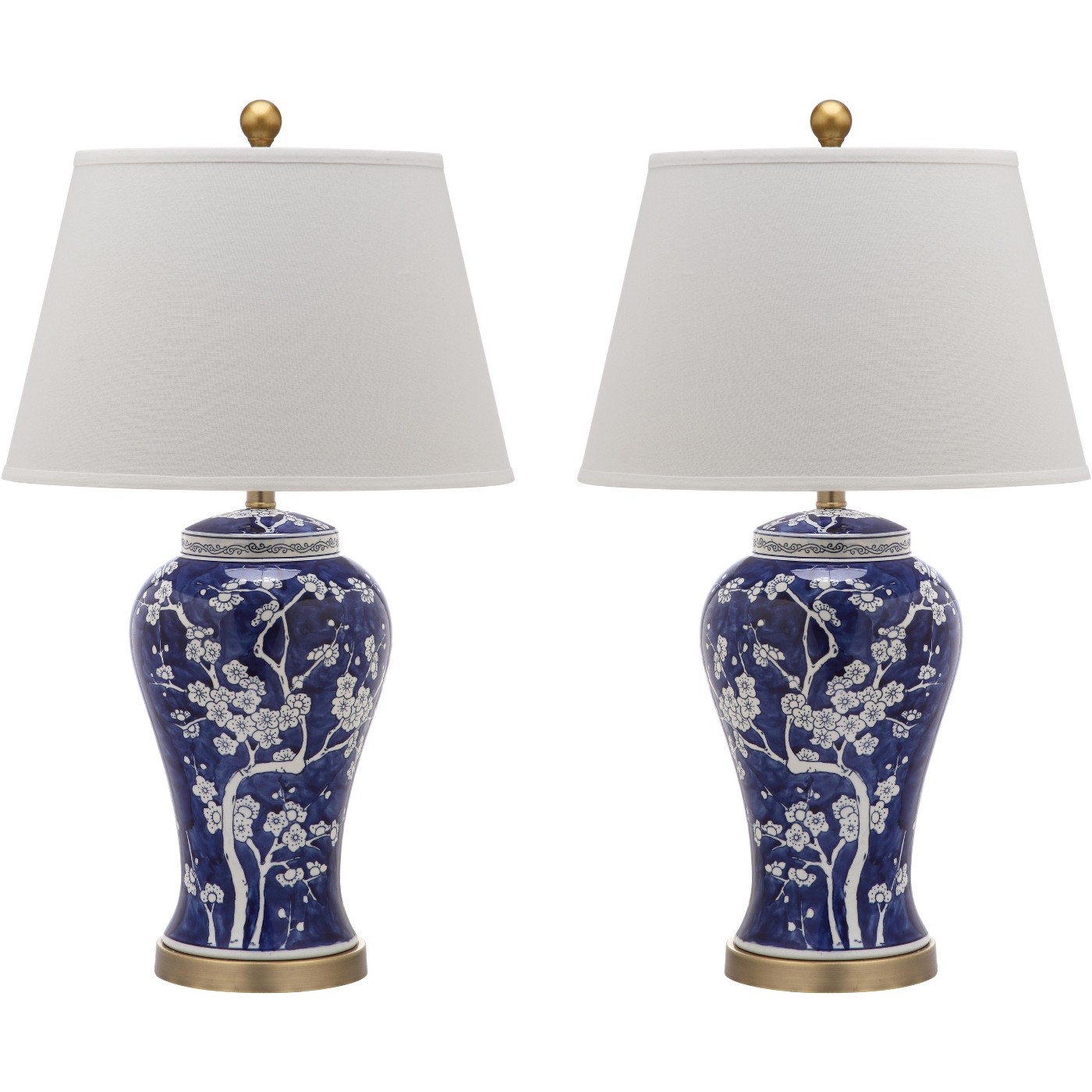 Set of Two Blue and White Chinoiserie Lamps