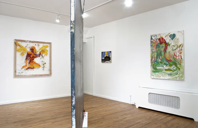 Windchimes at Bannerette. Installation view with Mike Cloud, Nathan Zeidman and Haley Josephs, 2015.