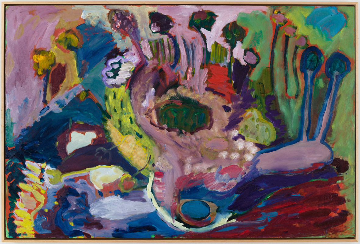 Snail Carrying Broccoli on Its Back, 2015, oil on panel, 24" x 36"