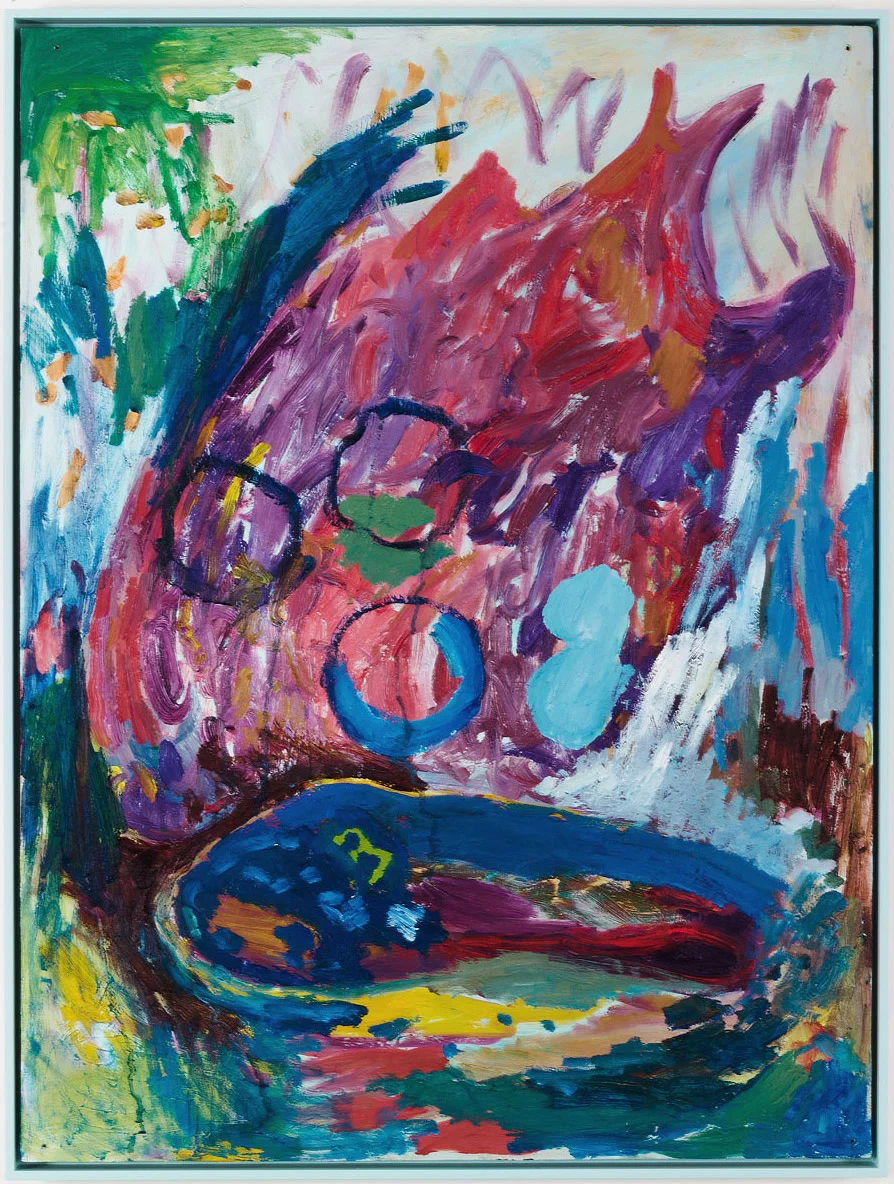 Purple Aura of a Person Inside a Campfire, 2015, oil on panel, 34" x 25"