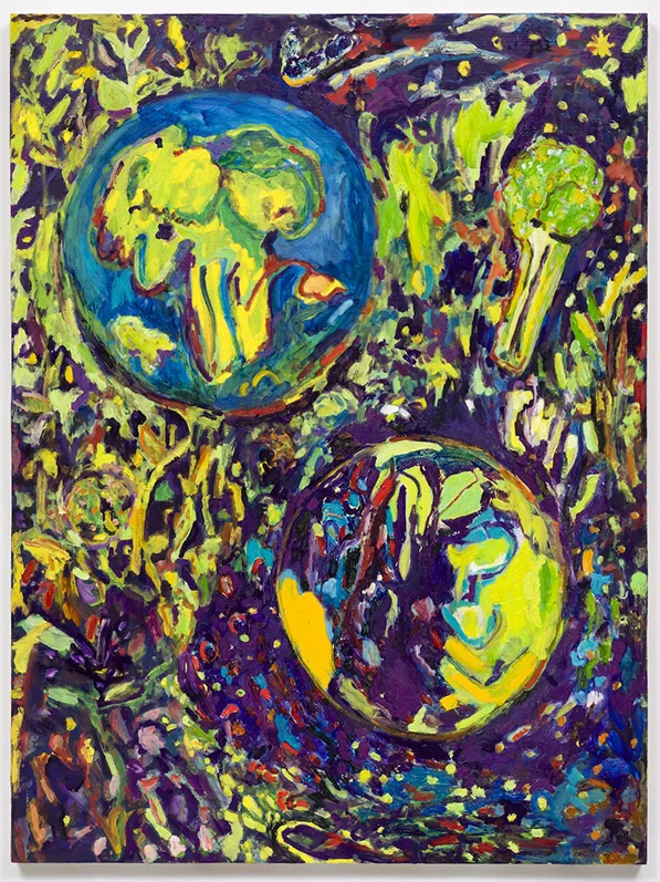 Broccoli Planets, 2016, oil on panel, 40" x 30"