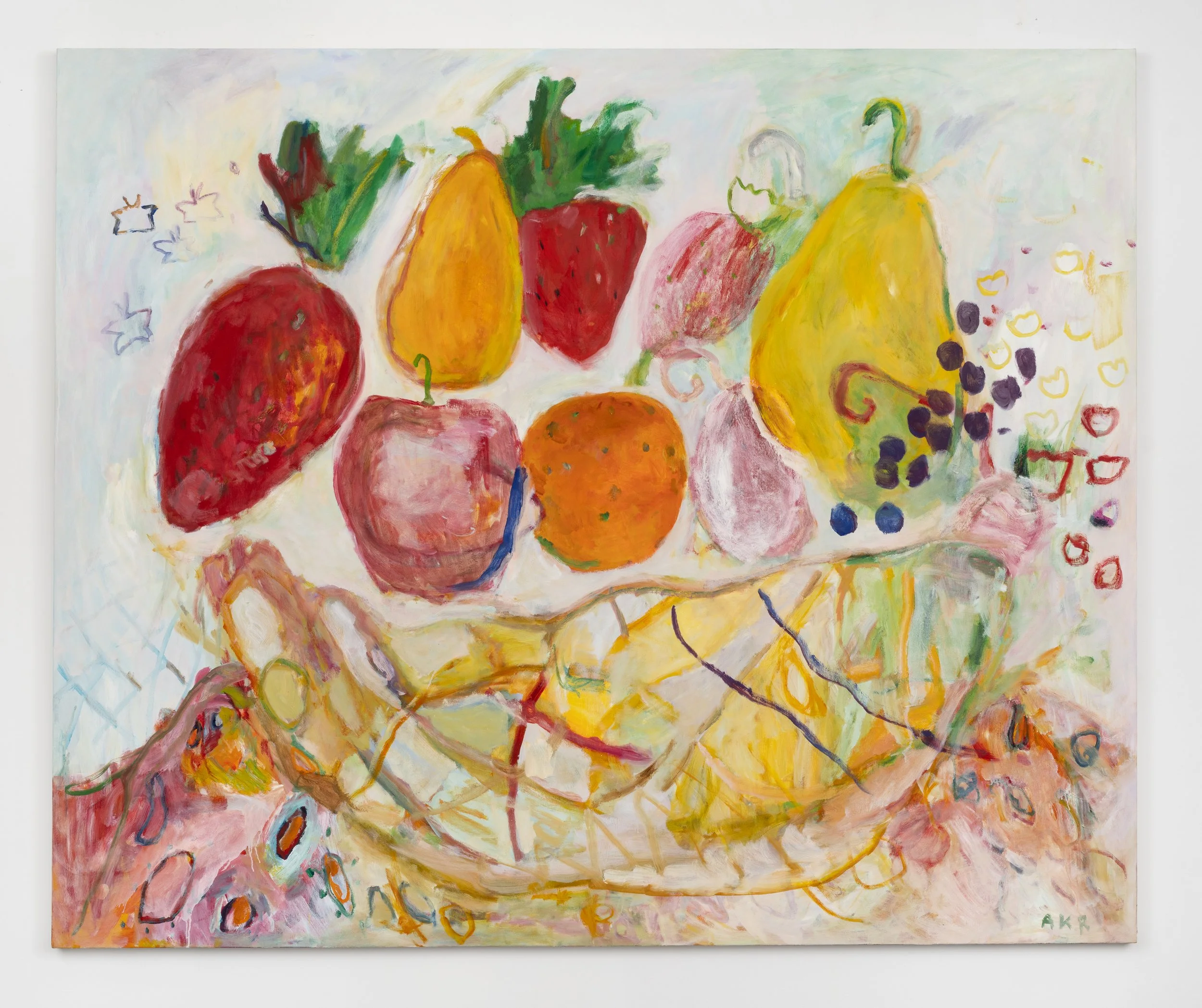  Floating Fruit, 2026, oil on canvas, 60 × 72” 