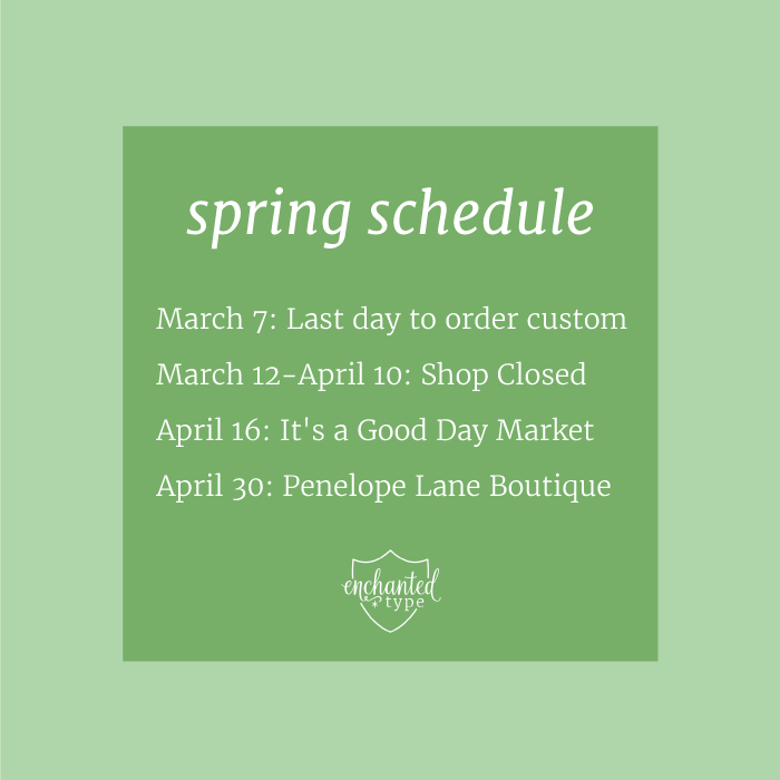 Spring Shows & Shop Closures