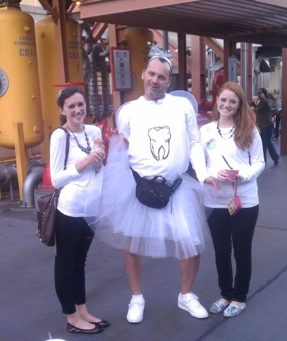 We dressed up as the Siamese cats from Lady and the Tramp one year and we ran into the tooth fairy at DCA! Definitely a picture-worthy moment.