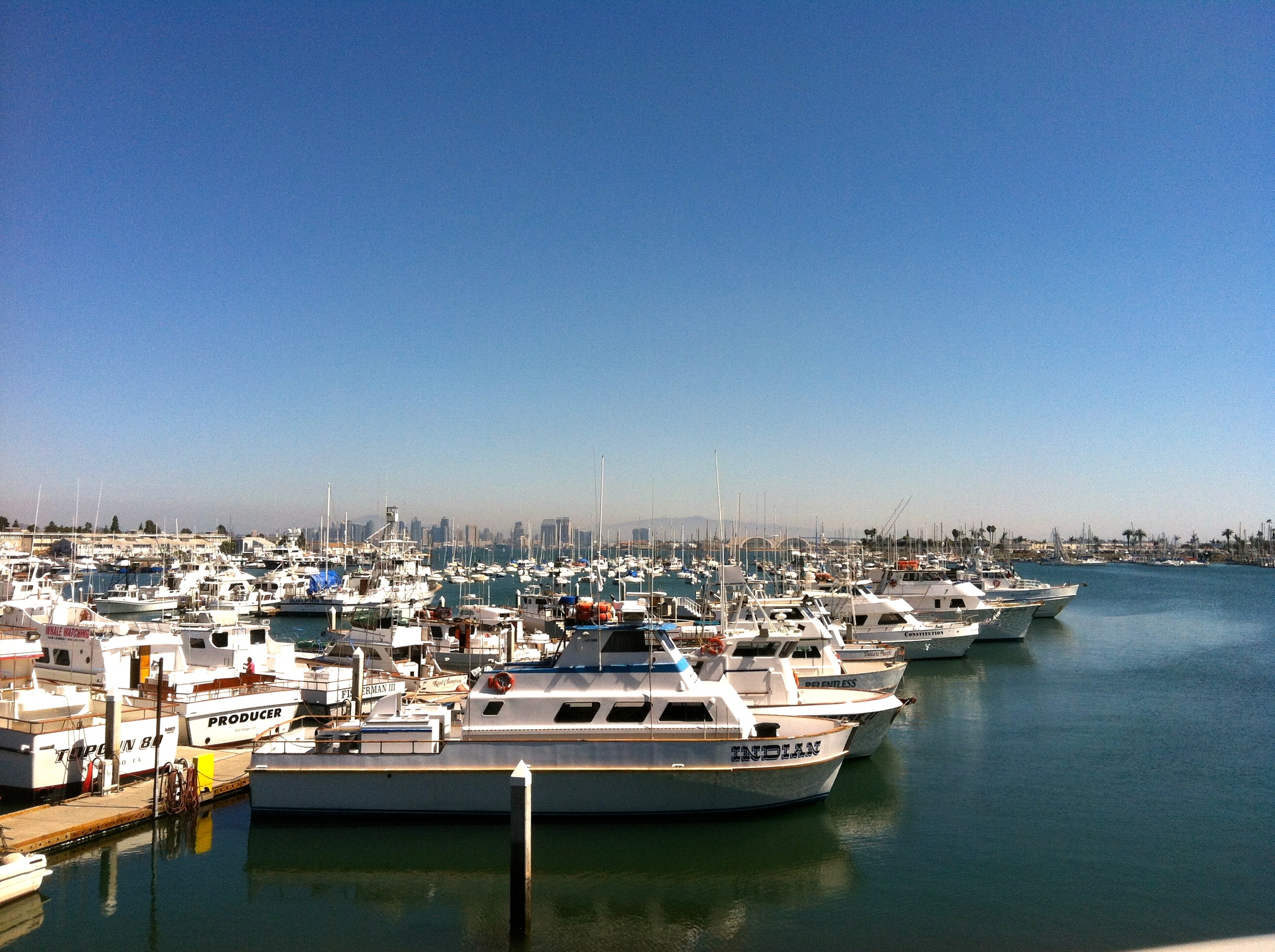 View of the harbor from the upper dining deck.