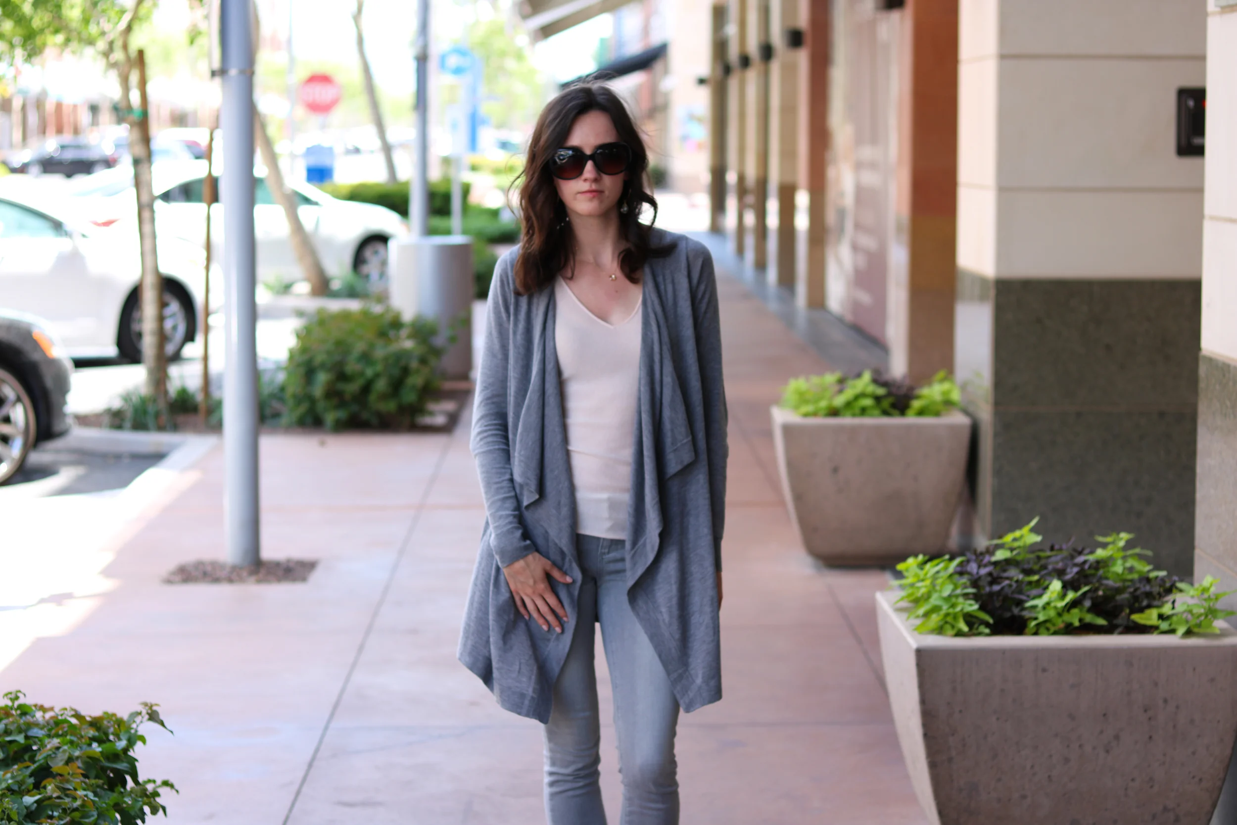 Vince Cardigan | Nordstrom Signature and Caroline Issa Tank | Paige Jeans (on sale!) | Noon Necklace & Earrings | Chanel Sunglasses