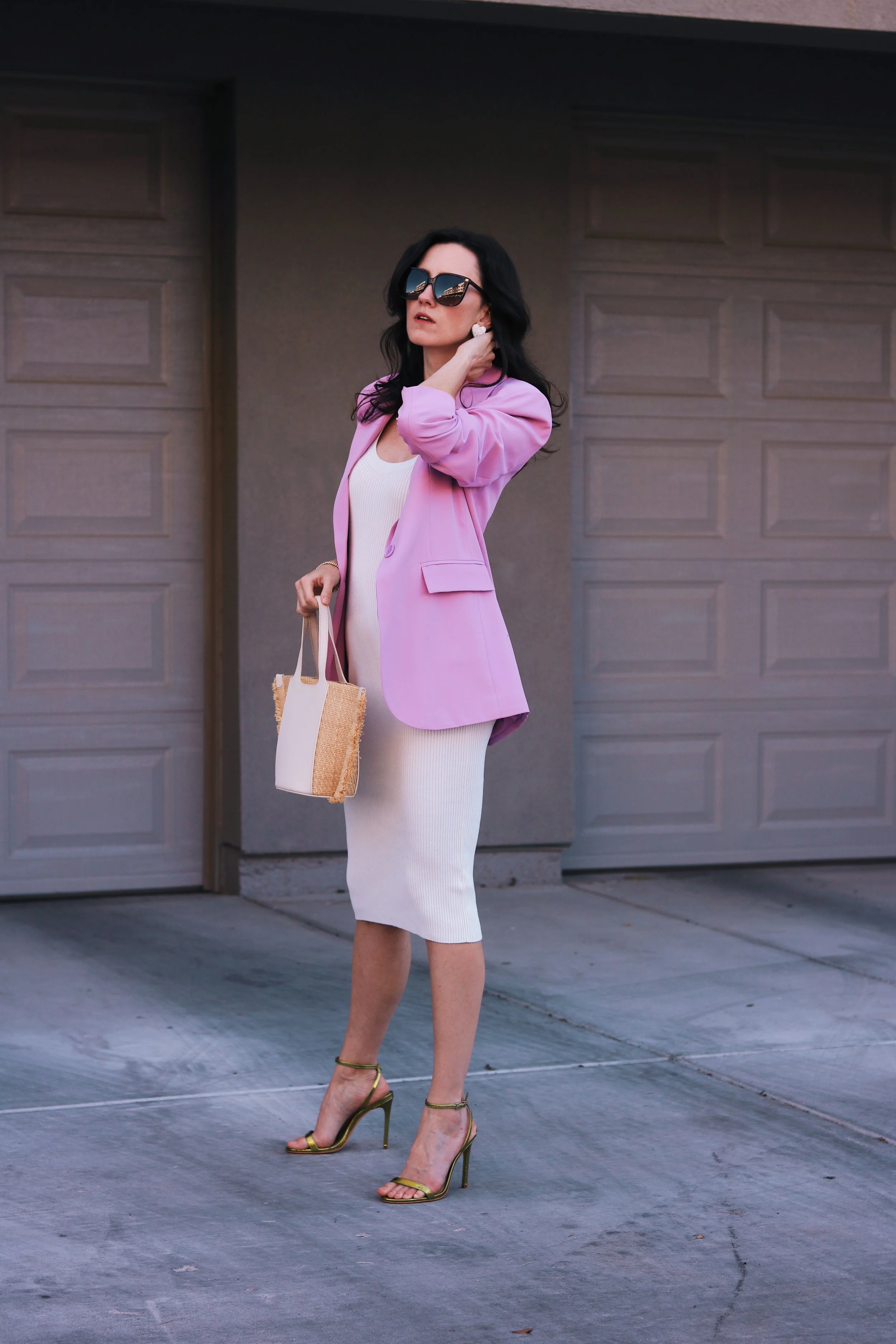 Oversized Blazer &amp; Column Dress Spring Trend Outfit