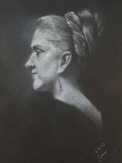 Portrait Drawings  Black Paper and White Chalk - Pavel Gazur