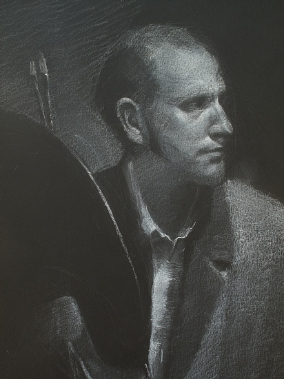 Portrait Drawings, Black Paper and White Chalk - Pavel Gazur