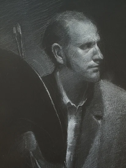 Portrait Drawings  Black Paper and White Chalk - Pavel Gazur