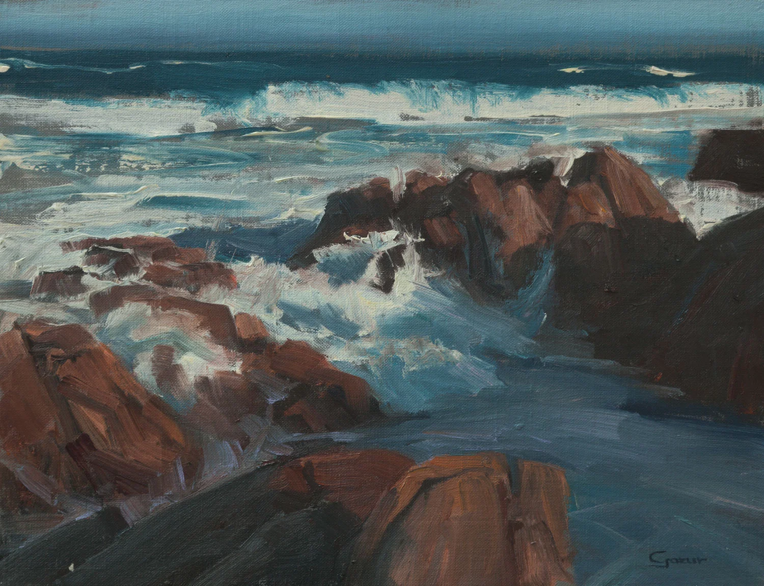 Down by the edge of Asylomar Beach 11x14