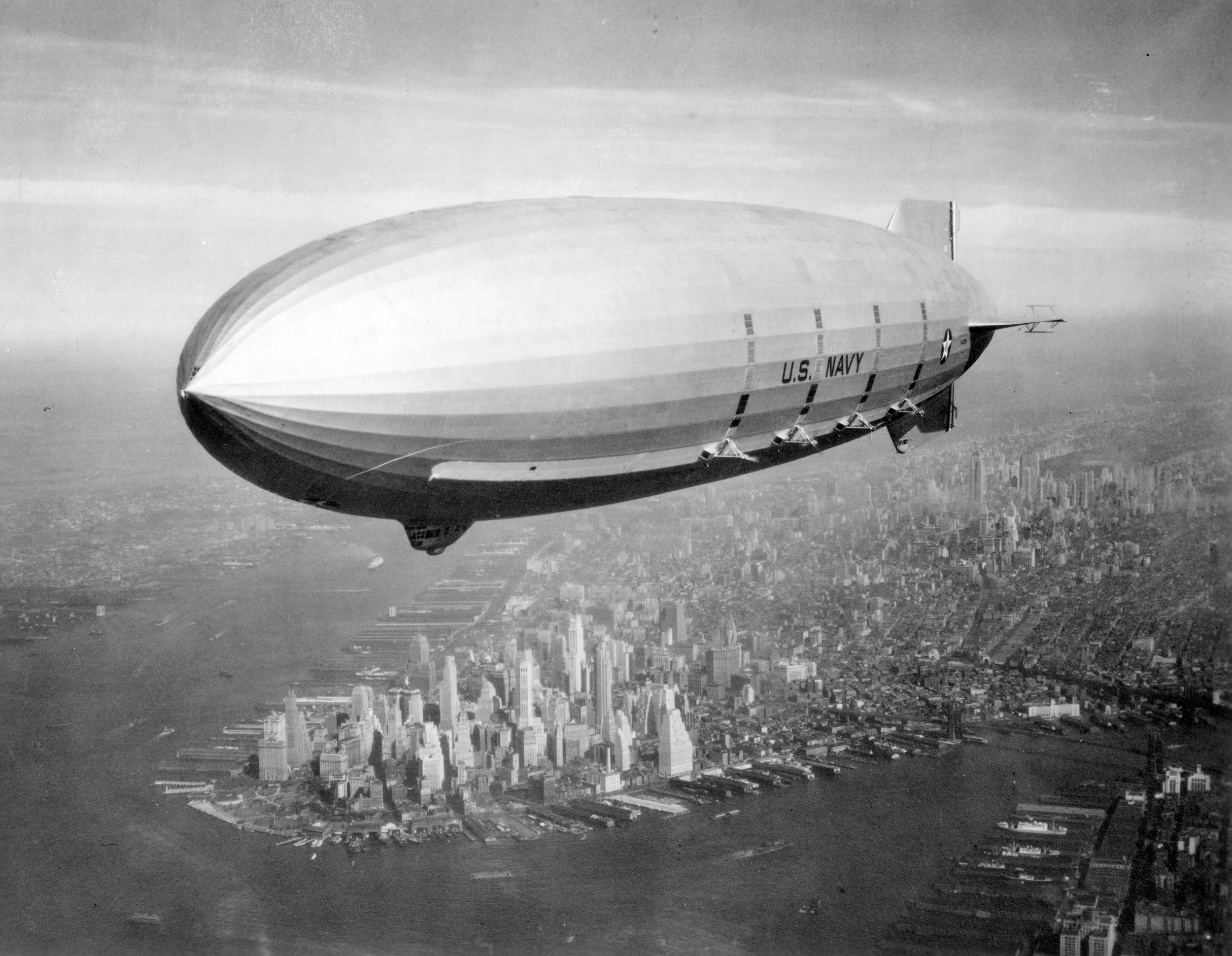 USS Macon over Manhattan