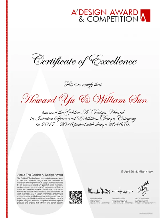 Certificate of Excellence 2017-2018 A' Design Award & Competition