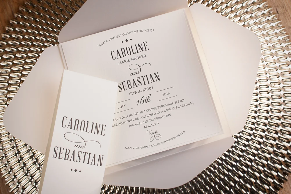 Huxley Invitation Soft Ivory Card • Black Ink