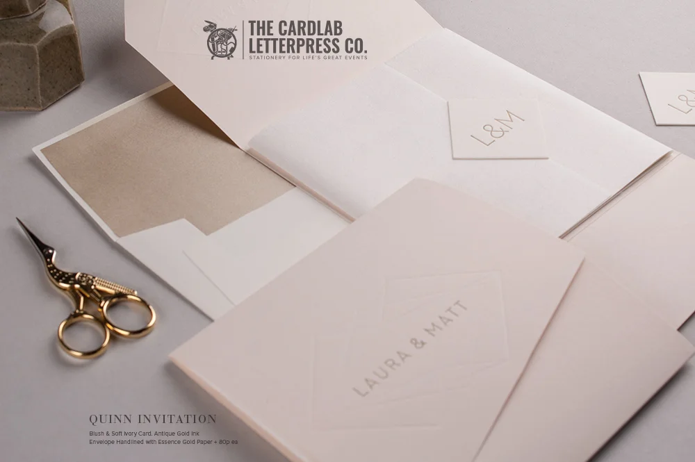 Wedding Invitation Quinn style Blush Gold Colour Theme