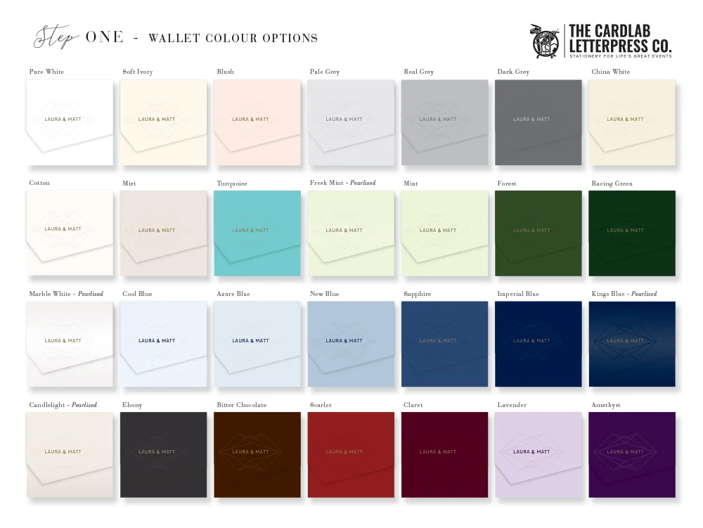 Quinn Wedding Invitation Wallet Colour Choices