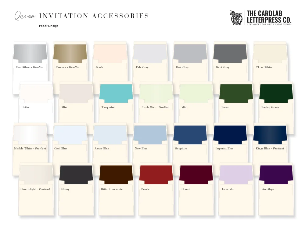 Quinn Wedding Invitation Envelope Lining Colours
