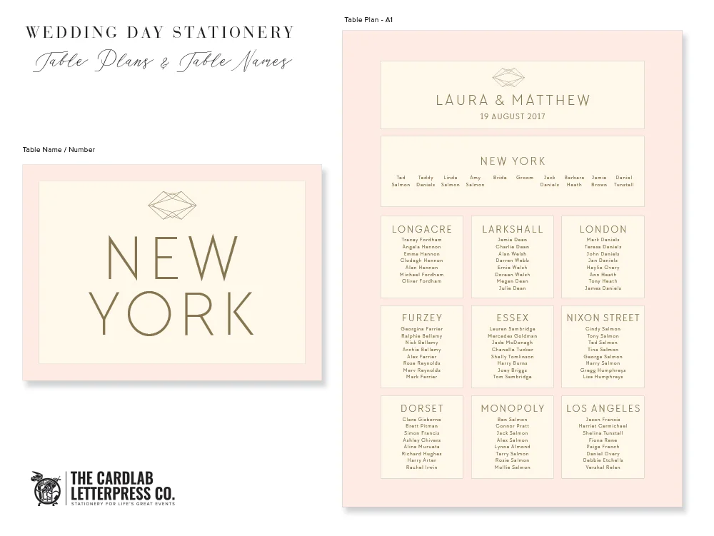 Table Plan Table Name Card to Match Quinn Invitation