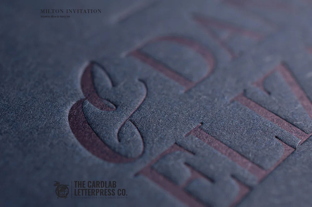 Close up of contemporary Navy ink on Navy card
