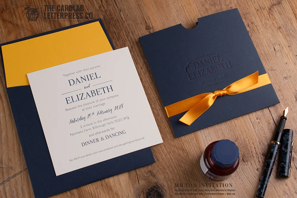 Navy and Orange Wedding Colour Inspiration Milton Invite
