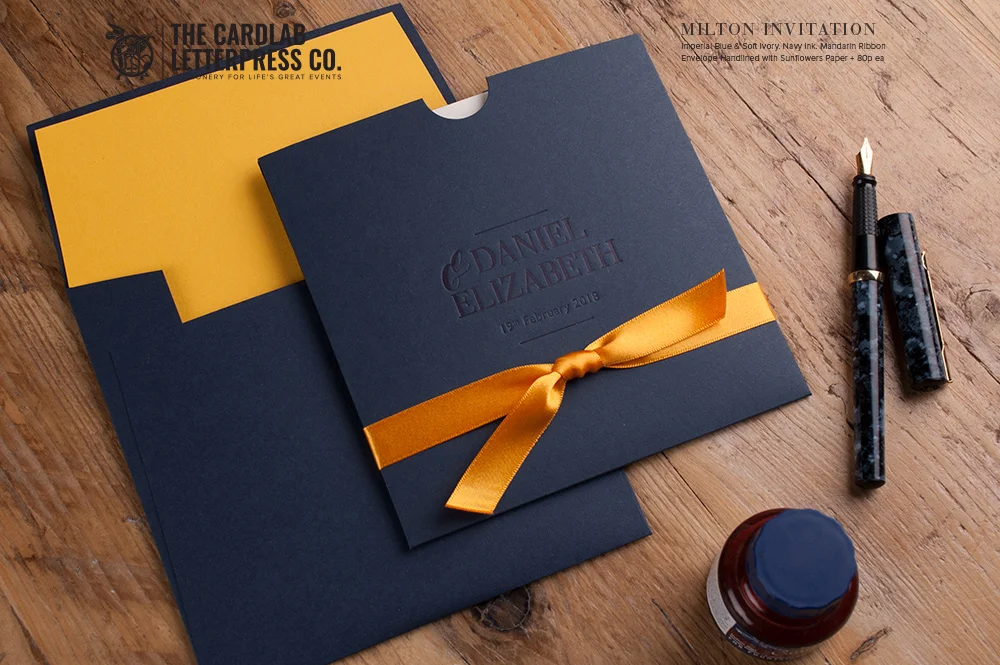Beautiful Modern Invite with Sunflower Yellow and Navy Colour Scheme Milton Style
