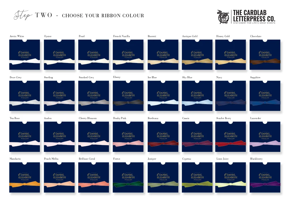 Ribbon colour options for Milton Invitation