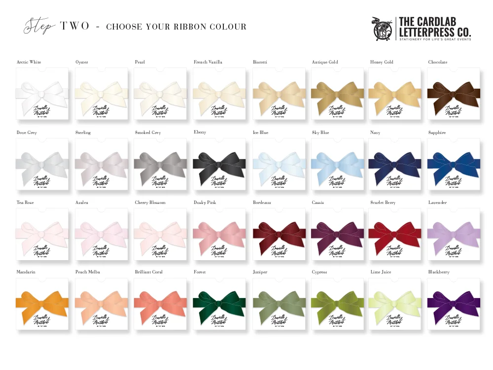 Ribbon Colour Options For Wren Invites