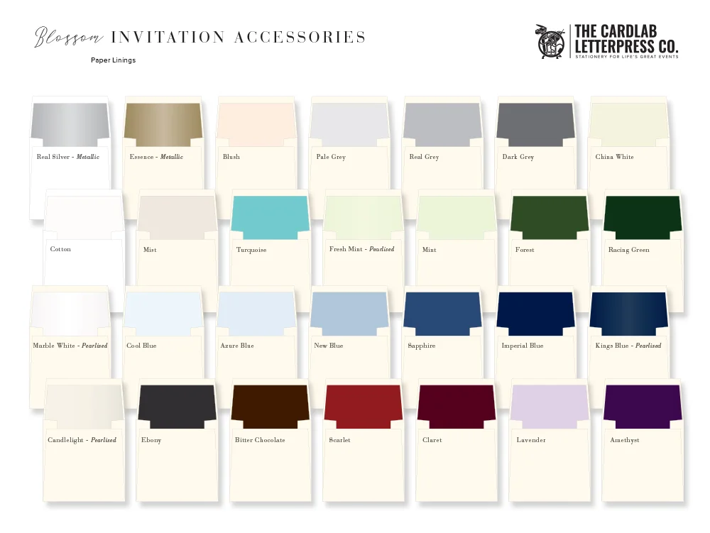 Envelope Lining colours for Blossom Invite