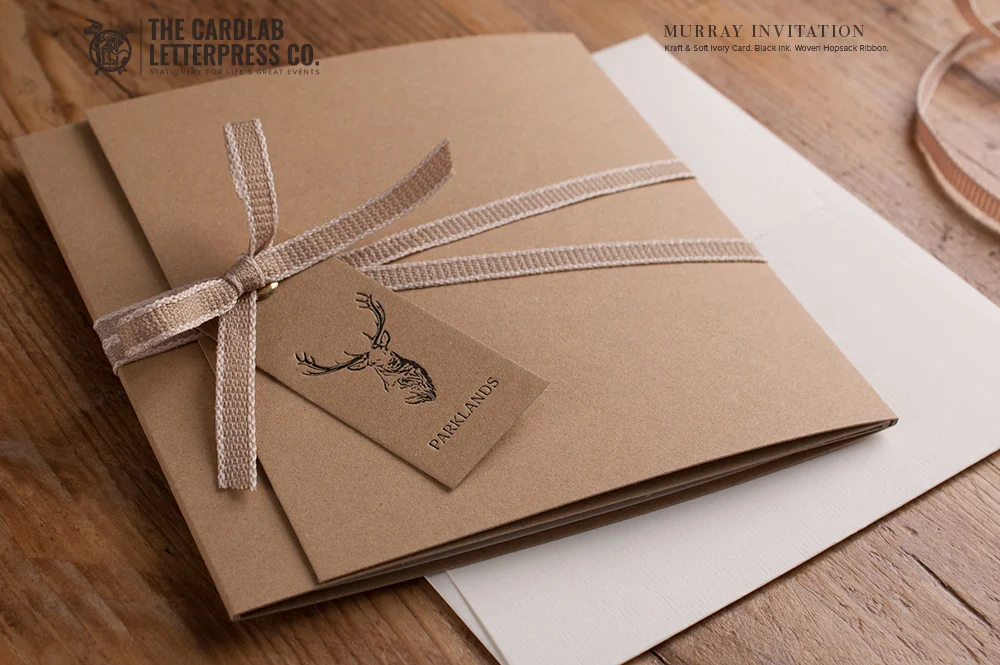 Country Wedding Inspired invite with Stage Motif Murray Style