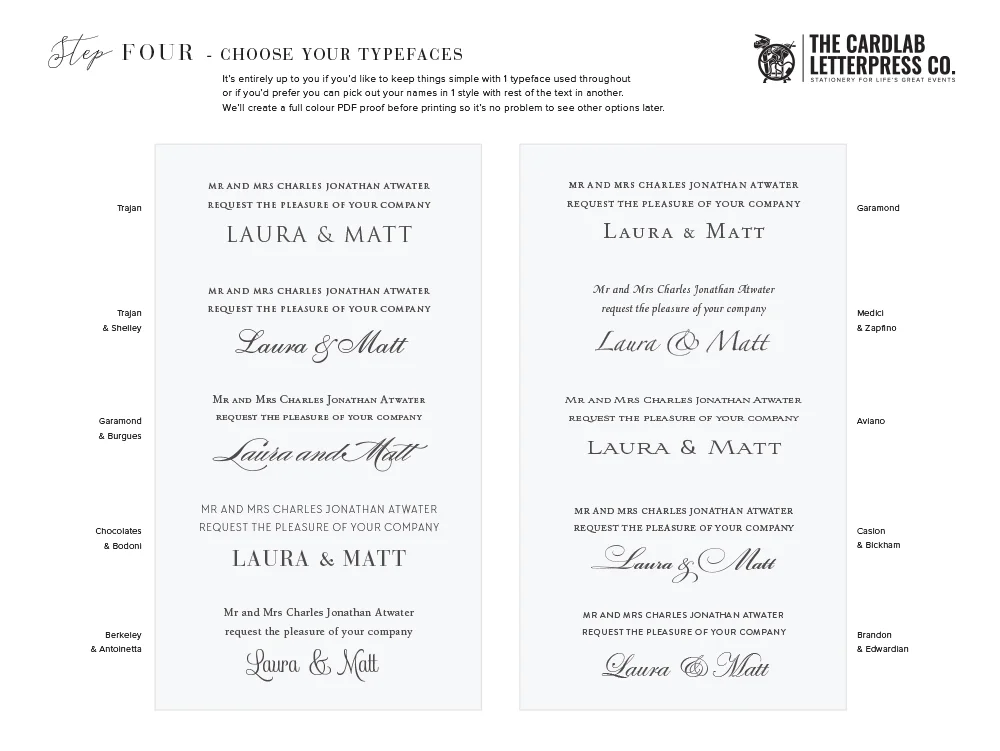 Typeface Options For Heath Invite