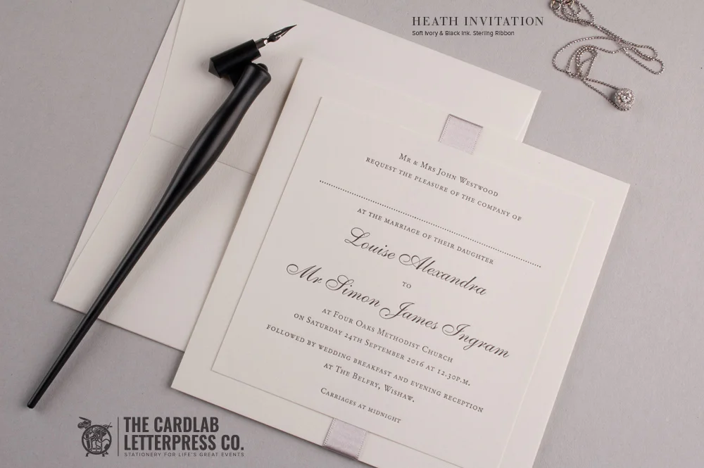 Ivory and Grey Invitation Heath Style