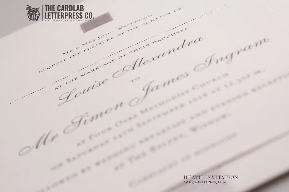 Pale Grey and Ivory Invite Heath Style