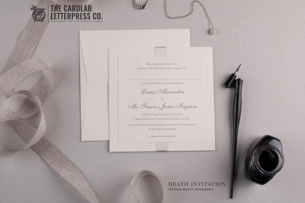 Silver and Ivory Invitation Heath Style
