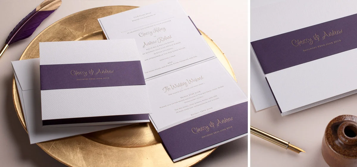 Ellis Invite in Amethyst Purple and Gold Colours